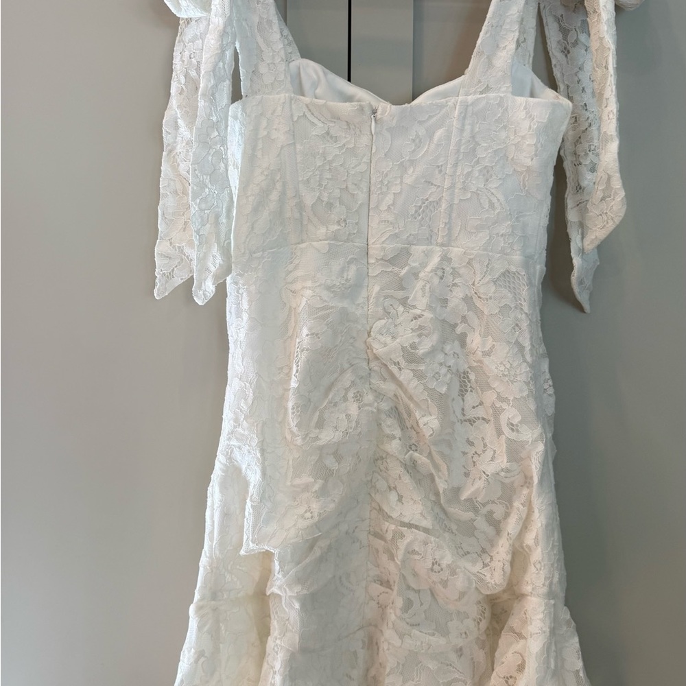 Selfie Leslie White Lace Tie-Shoulder Mini Dress - Picture 3 of 4